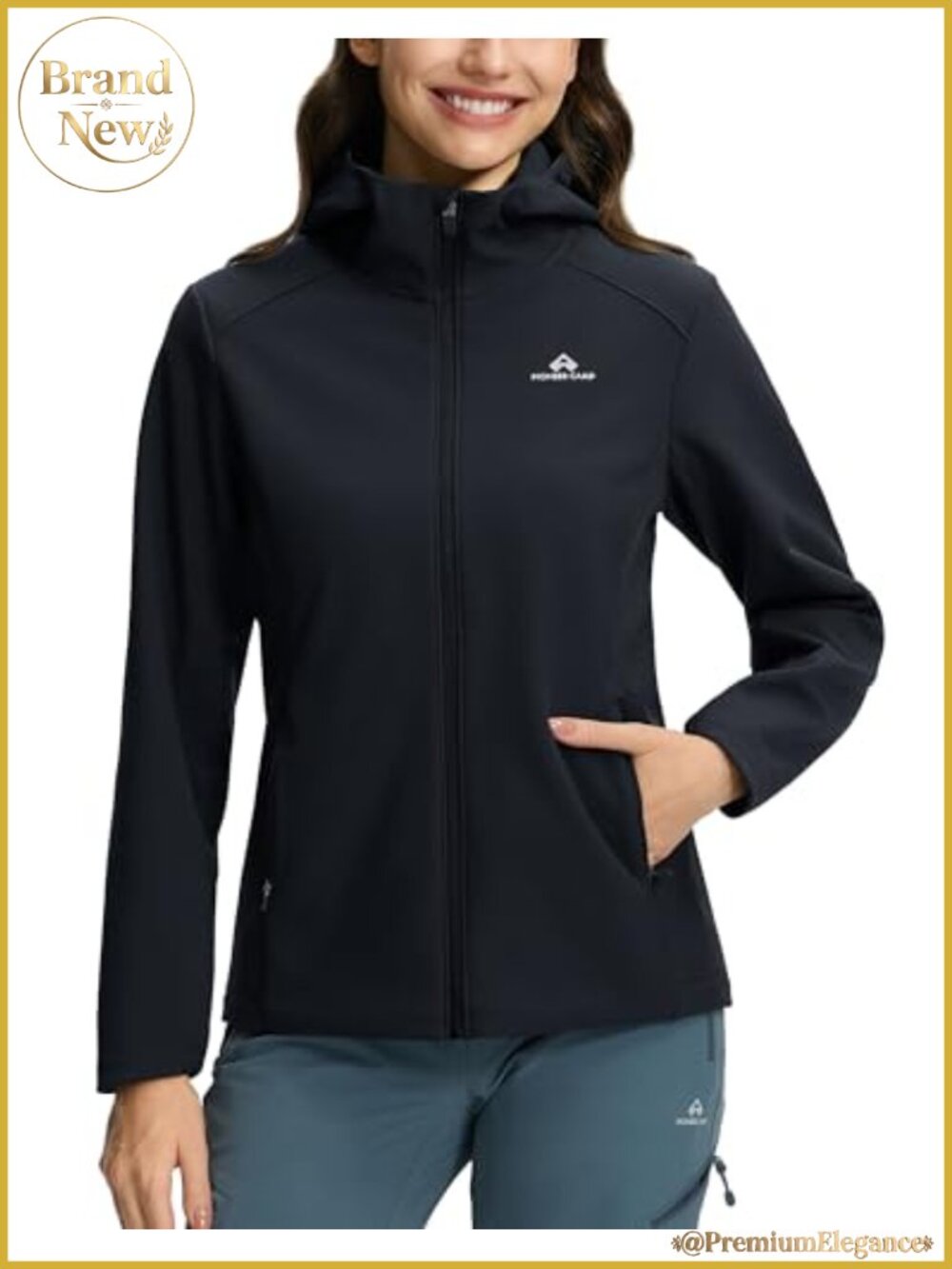 Waterproof Fleece-Lined Softshell Jacket with Hood 4-Way Stretch